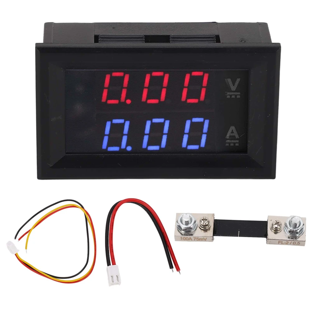 Voltage Current Meter Digital Voltmeter Ammeter Volt Tester Amp Detector LED Amperage Monitor Gauge DC0‑100V 100A with Diverter