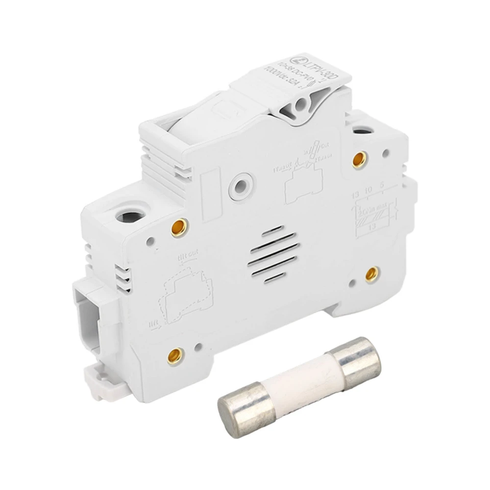 DC Fuse Holder 1P 32A DIN Rail Mounted Flame Retardant PV Fuses Base with 20A 10x38mm Fuse 1000VDC Without Light