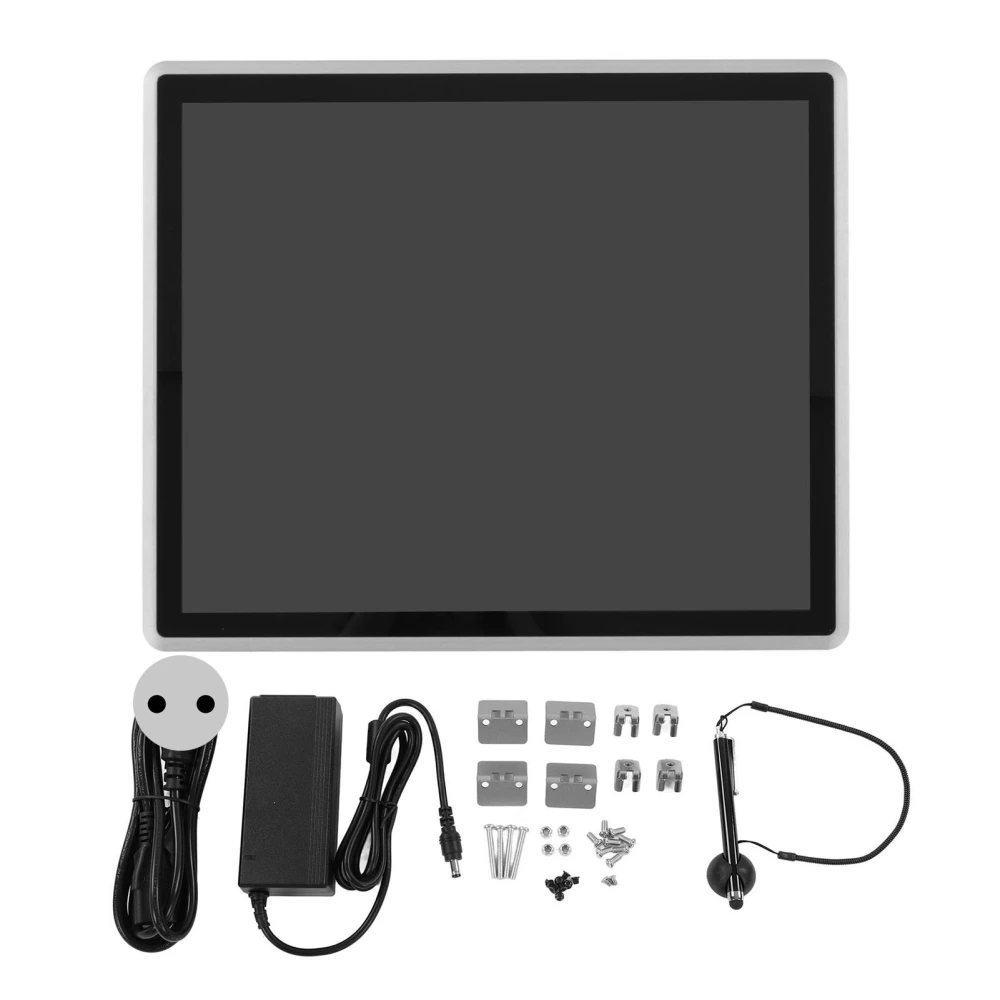 Industrial Panel Computer 17 Inch TFT LCD Capacitive Touch Screen Embedded Panel PC 100‑240V EU Plug