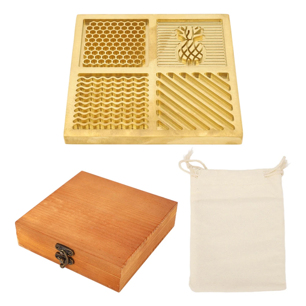 Ice Cube Stamp 4 Patterns Thickened Brass Rust Prevention Ice Stamping Tray for Bar Home