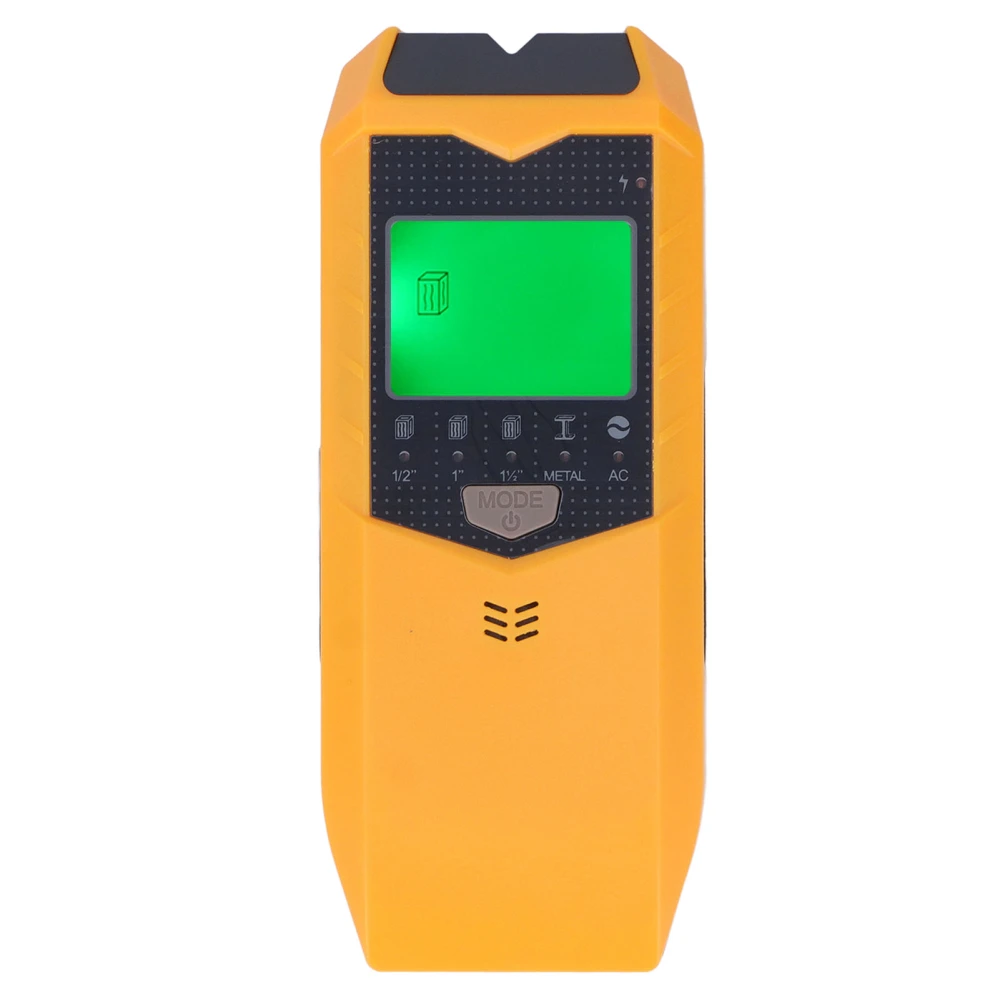 Stud Finder Wall Scanner Sensor 5 Modes Handheld Detector LED Display for Wood AC Wire Center Edge Yellow