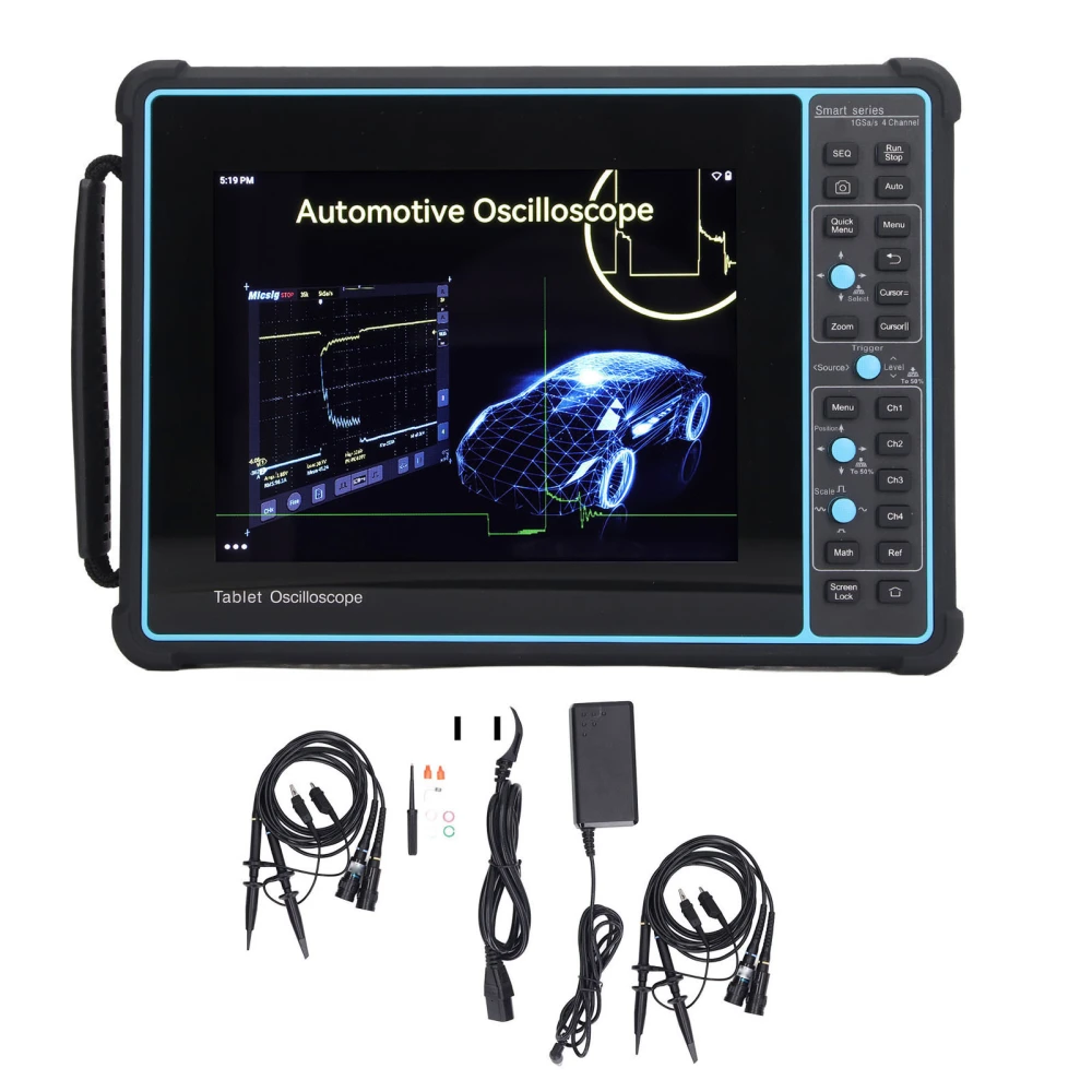 Automotive Tablet Oscilloscope 100MHz 4 Channel 70Mpts 1GSa/s LCD Digital Oscilloscope 100‑240V US Plug