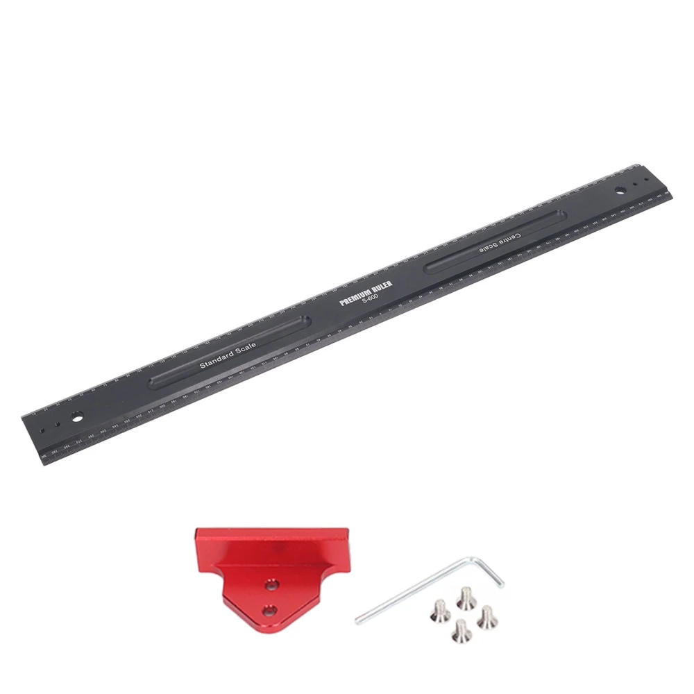 600mm Aluminum Alloy Woodworking Ruler Multifunctional Metric T Type Scribing Ruler for Vertical Ladder Dual Purpose