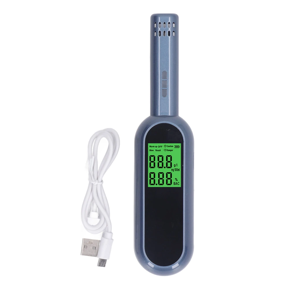 Breath Alcohol Tester High Accuracy LCD Display Sound Light Alarm Rechargeable Portable Alcohol Detector