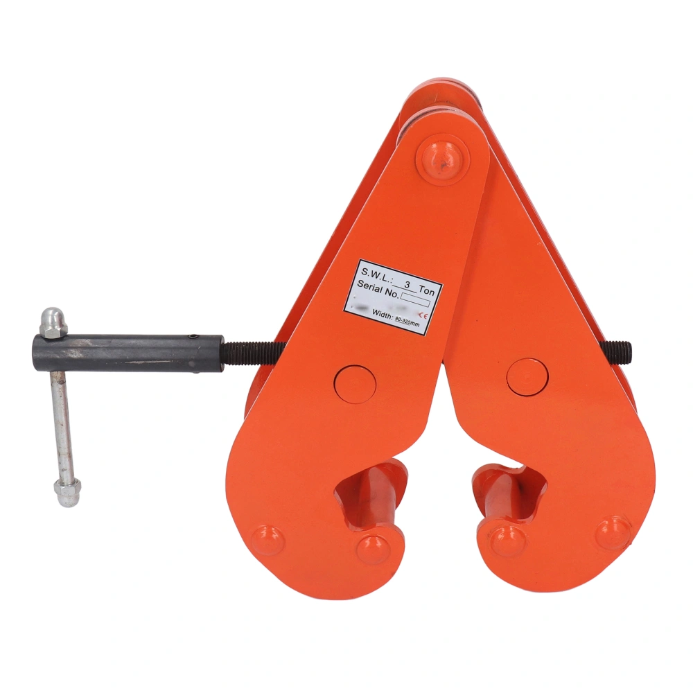 Vertical Beam Clamp 3T Capacity 80 to 320mm Opening Range Beam Clamps for Rigging Heavy Duty Steel