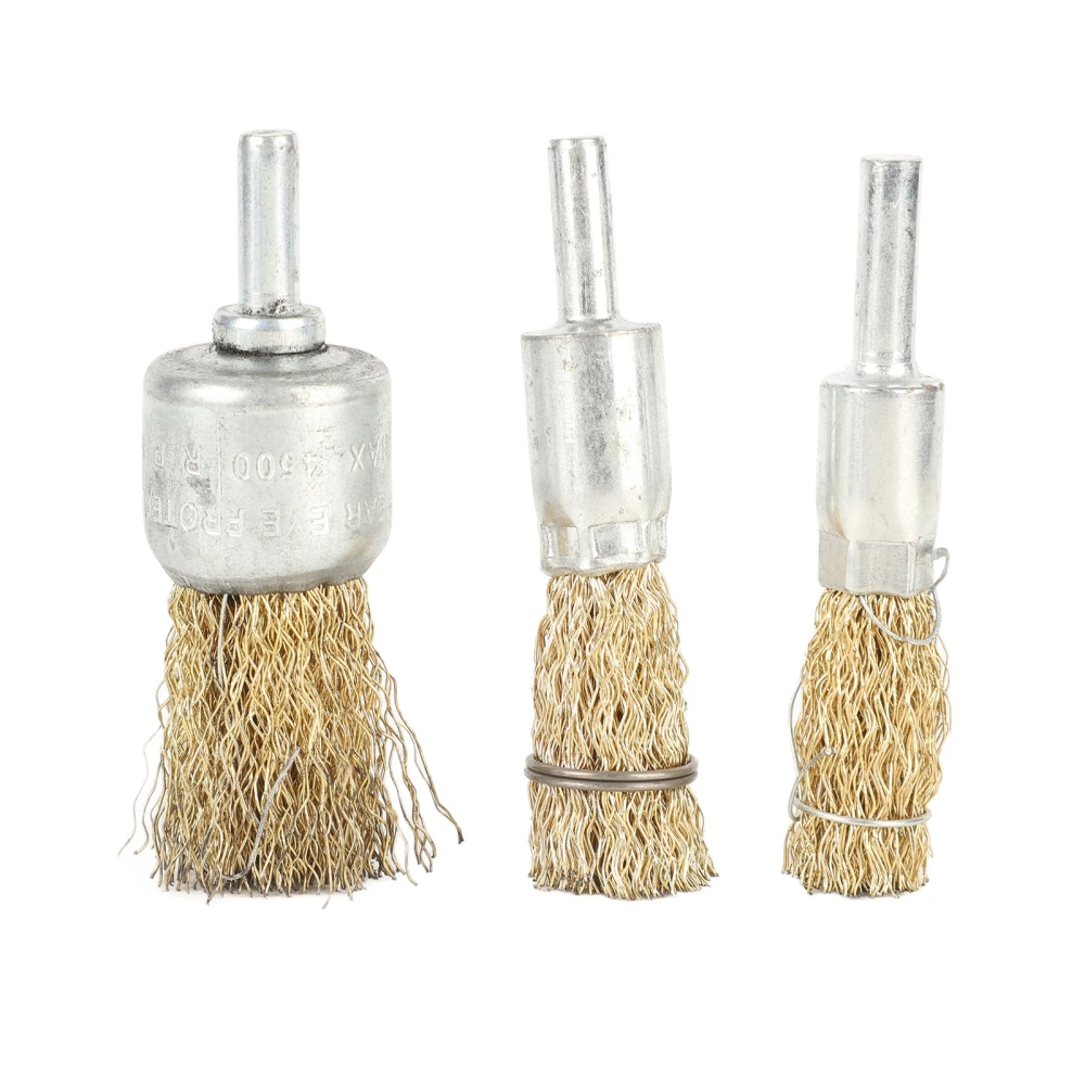 3PCS Wire Brush Wheel Drill Brush Set Coarse Crimped Wire Wheel for Drill Attachment