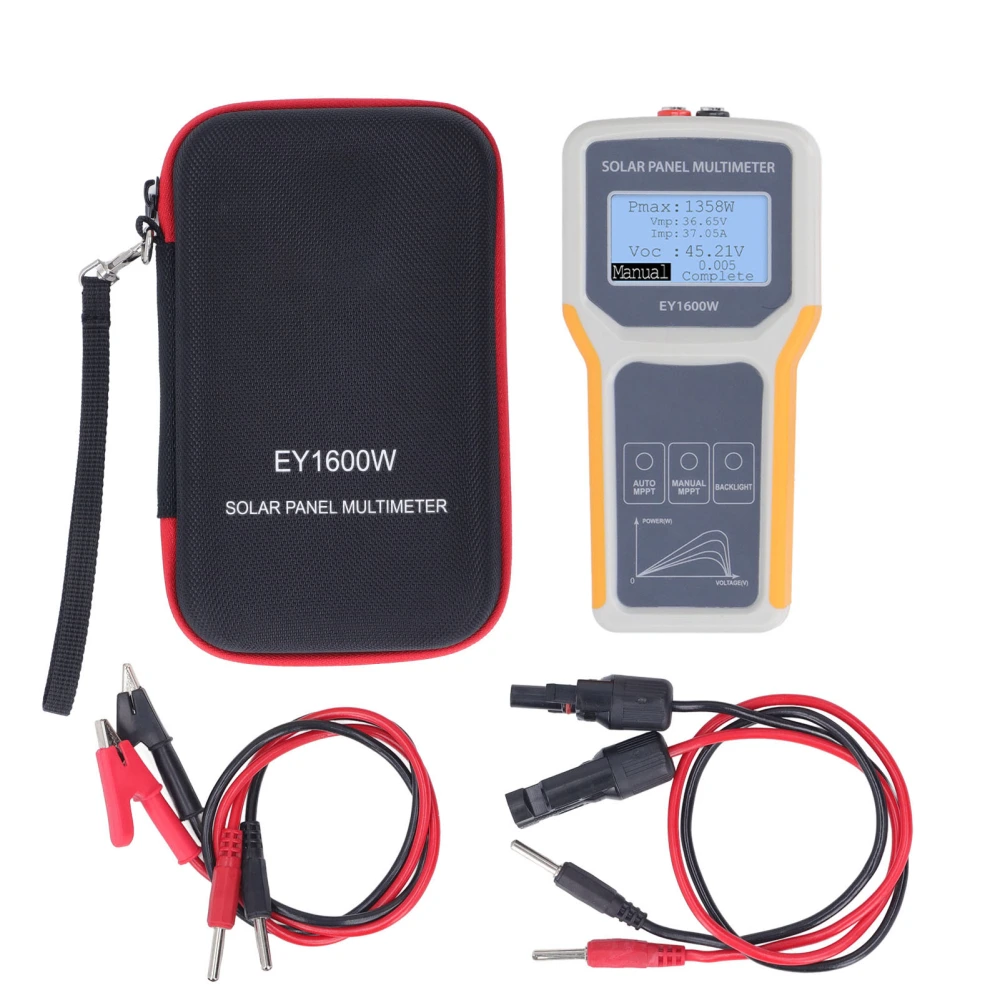 Solar Panel MPPT Tester 5‑1600W 0‑60A Photovoltaic Panel Multimeter with Connection Cable 12‑60V