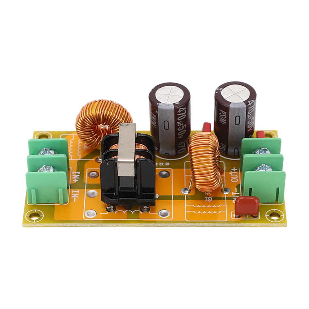 DC EMI Power Filter 2A Low Pass Passive 3 Stage Filtering LC Filter Board for Automobile Motorcycle 50V