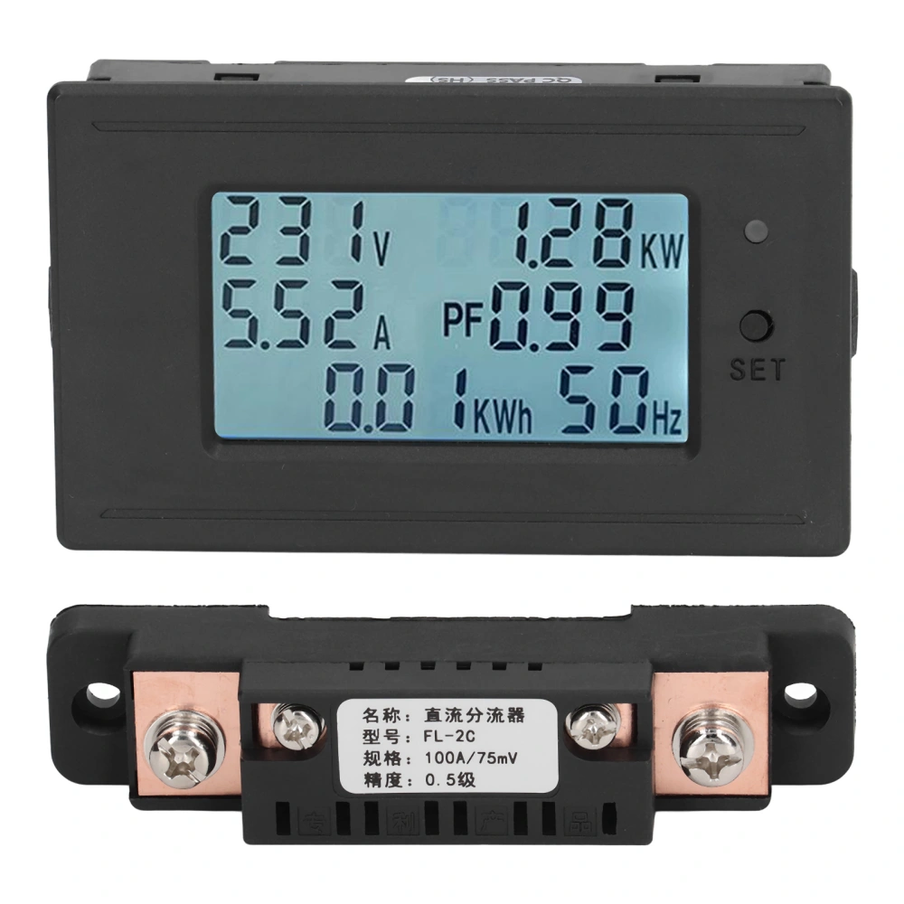 LCD Digital Display Voltage Current Power Meter Electricity Monitor Voltmeter Ammeter DC6‑200V