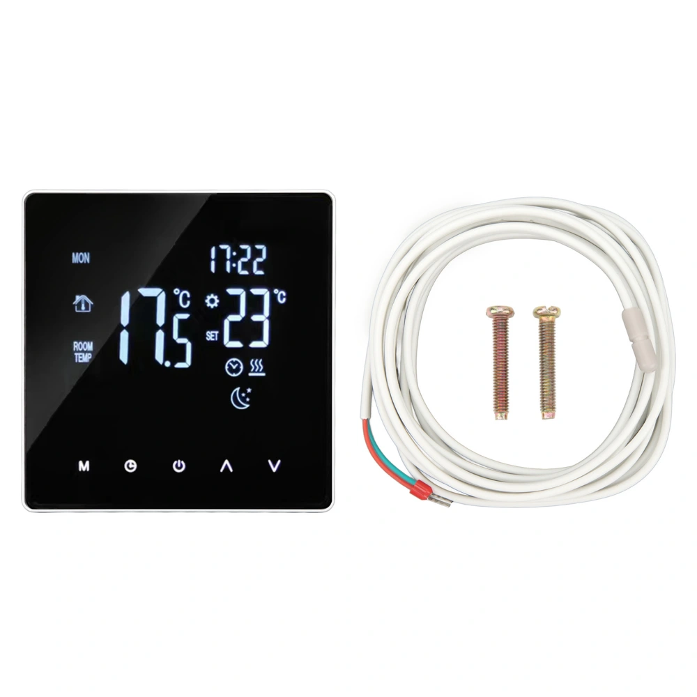 Floor Heating Thermostat 16A 4400W Intelligent Timing Programmable Home Heating Temperature Controller AC90‑240V 16A Electric Heating with WIFI (Included 3 Meter Sensing Cable)