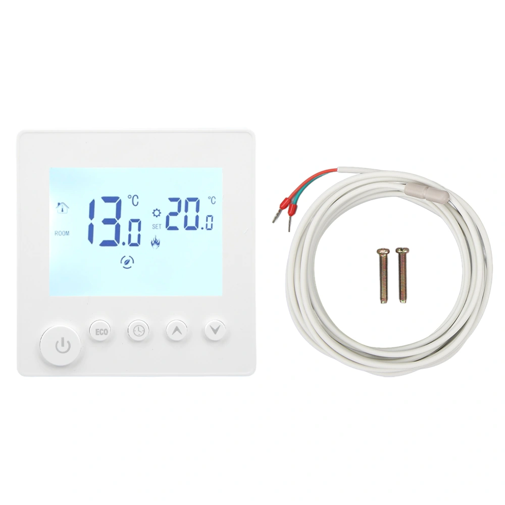 Digital Thermostat LCD Display Timing Programmable Temperature Controller AC 90‑240V for Heating 16A Electrical Heating with 3 Meter Sensor Cable