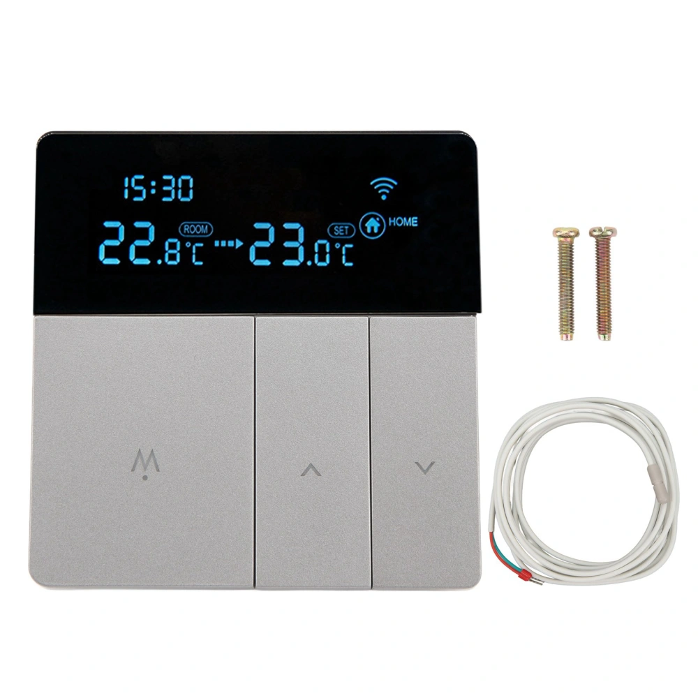 Digital Thermostat Large LCD Display Programmable Grey APP Remote Control Thermostat with 3m Sensing Cable AC90V‑240V 16A Electric Heating With WIFI