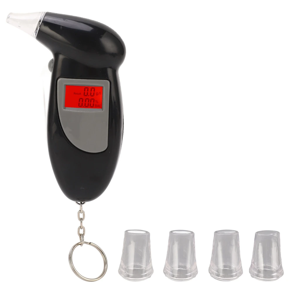 Alcohol Tester Portable Professional Grade Accuracy Audible Alert Digital Detector Breath Analyzer with 5 Mouthpieces