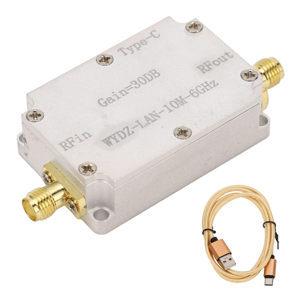 RF WideBand Amplifier Low Noise Amplifier LNA 10M‑6Ghz High Gain SMA Female Connector for Radio