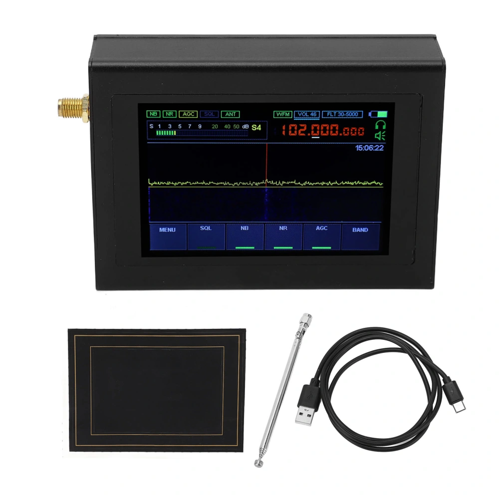 DSP SDR Radio Receiver 50GHz~250MHz 4GHZ~2GHZ Shortwave 3.5in Touching IPS Display Screen with Antenna