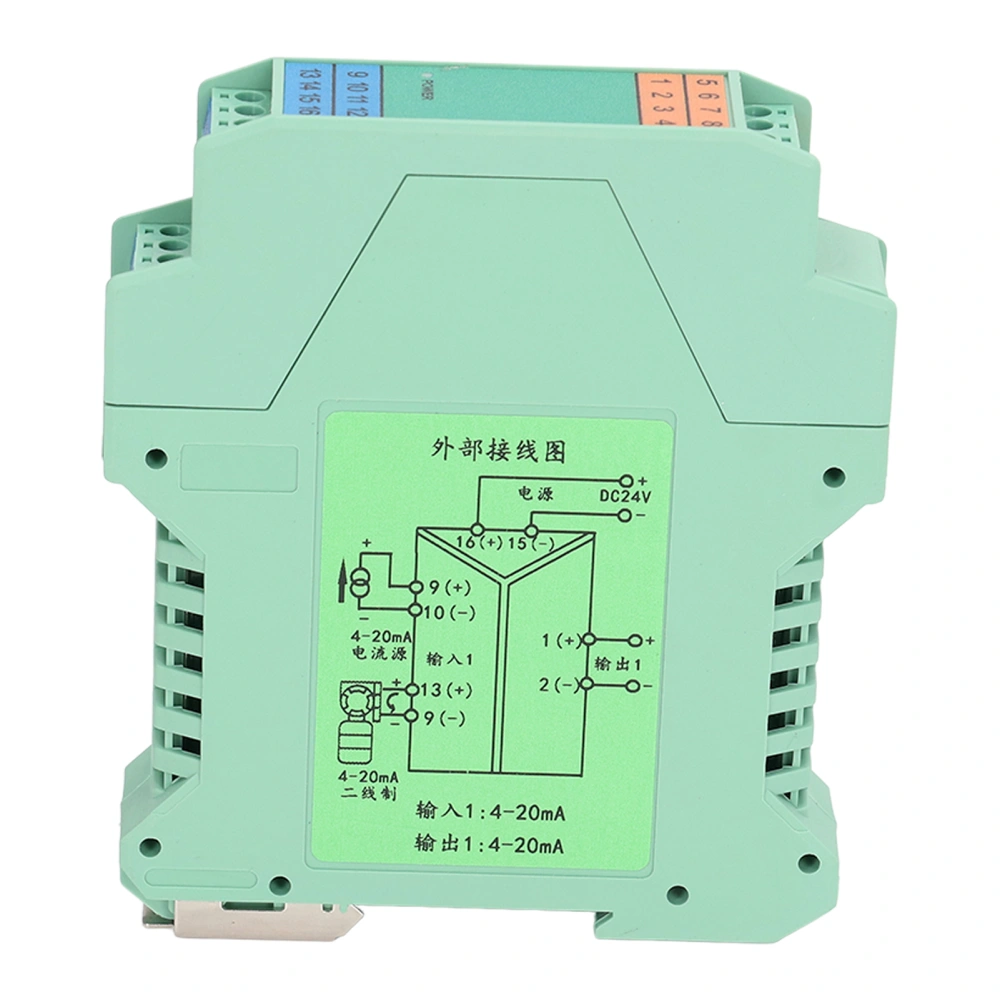 DC24V Signal Isolator 1 Input 1 Output Current Transmitter 4‑20mA Analog PLC Control DIN Rail Mount