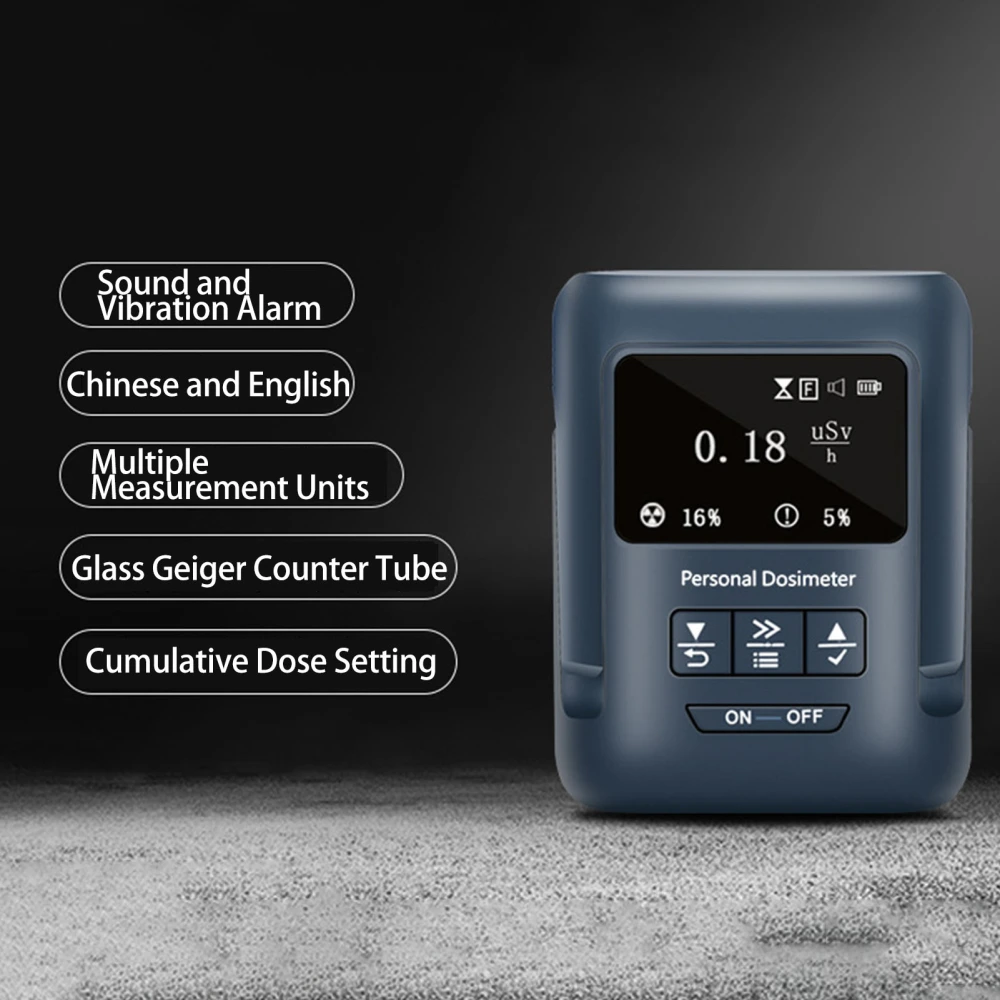 Handheld Radiation Dosimeter Nuclear Radiation Monitor X Ray Detector Nuclear Dose Alarm Built in Battery