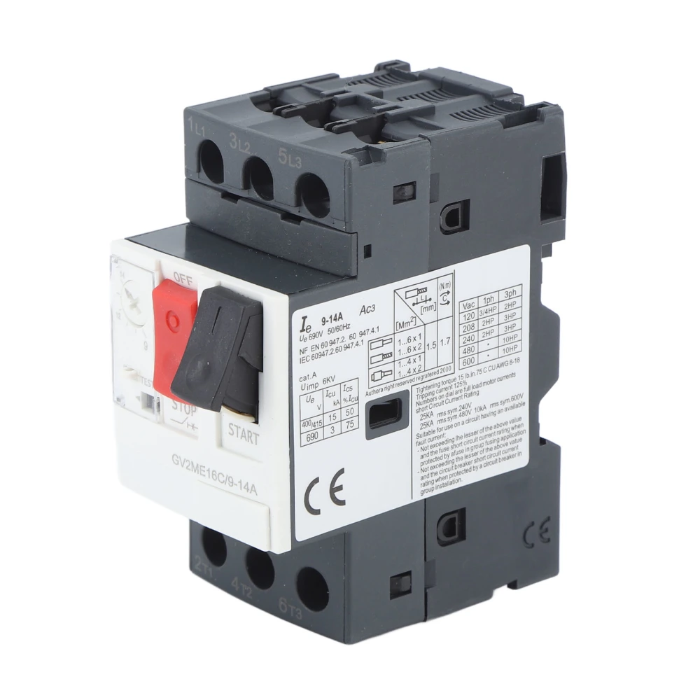 Motor Circuit Breaker Overload Short Circuit Protection 35mm Guide Rail Mounting Motor Protection Switch AC690V GV2 ME16C 9 14A