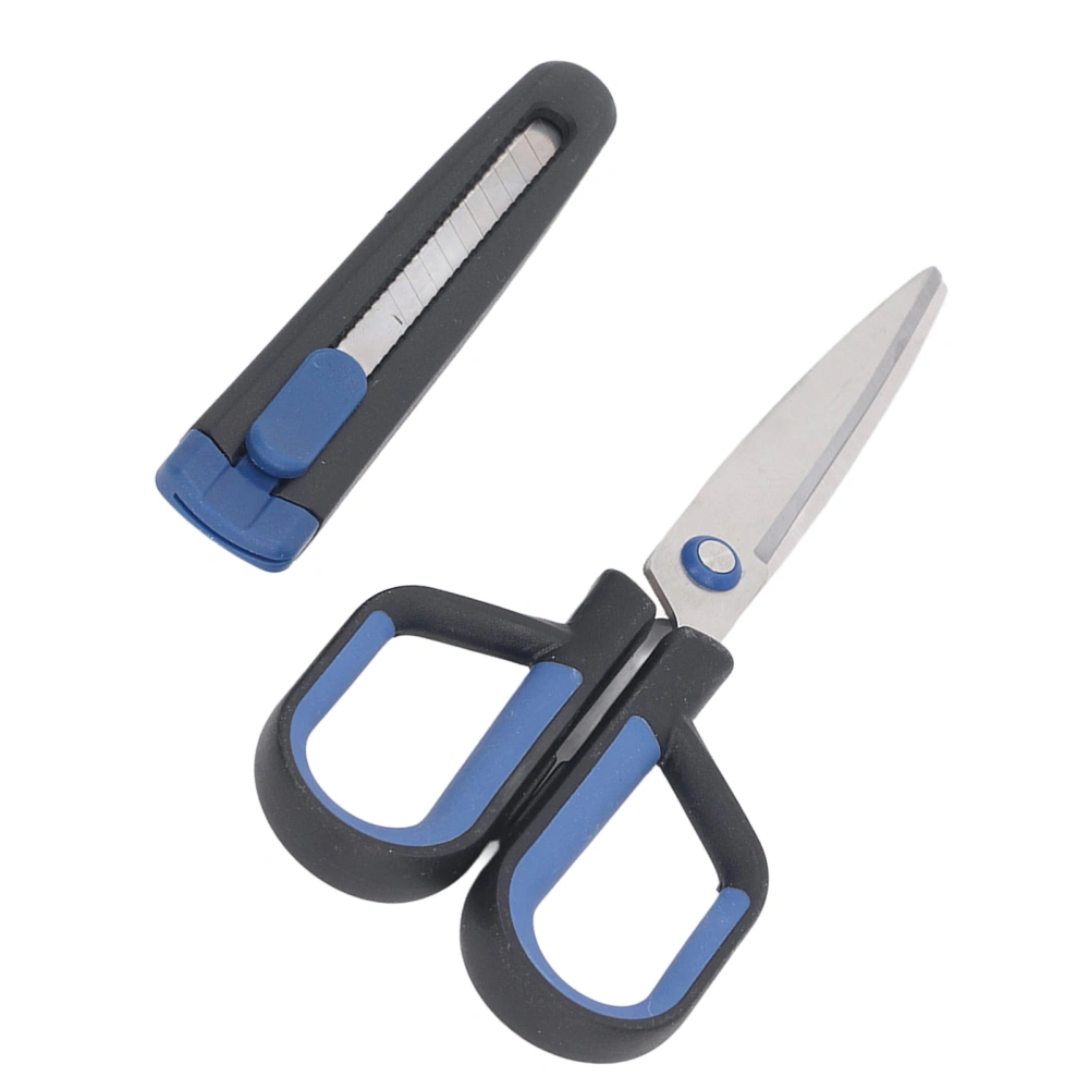 2Pcs Utility Knife Scissors Stainless Steel Retractable Cutter DIY Tools for Paper Crafting