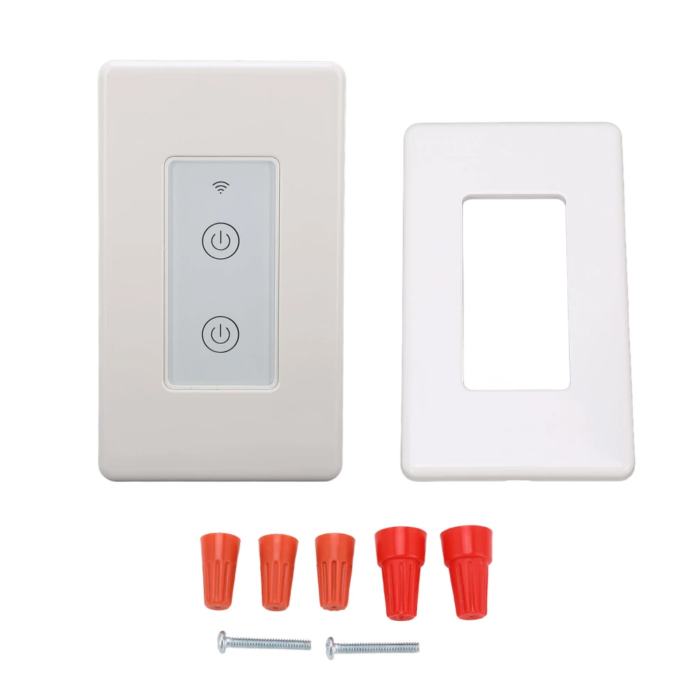 Smart Wall Switch 2 Gang Touch Glass Panel Support Voice Control Wireless Light Switch AC100‑240V