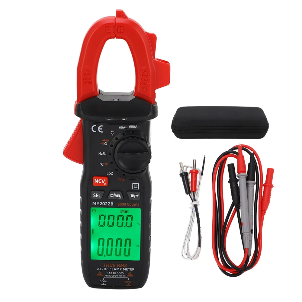 Digital Clamp Meter Smart High Accuracy Multimeter AC DC Current Tester with LCD Backlit Display for Resistance Measurement