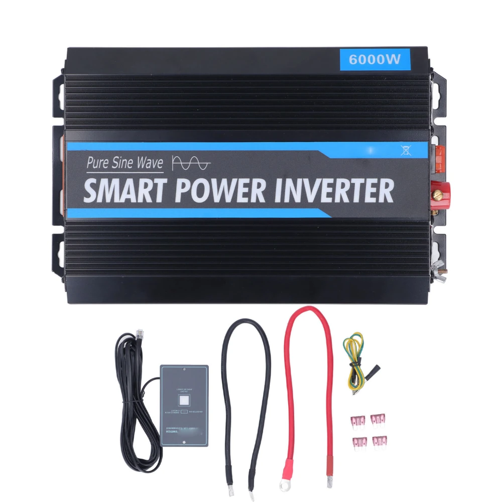 Pure Sine Wave Inverter Smart Car Power Converter with LED Display for Solar Power System DC12V to AC220V 6000W