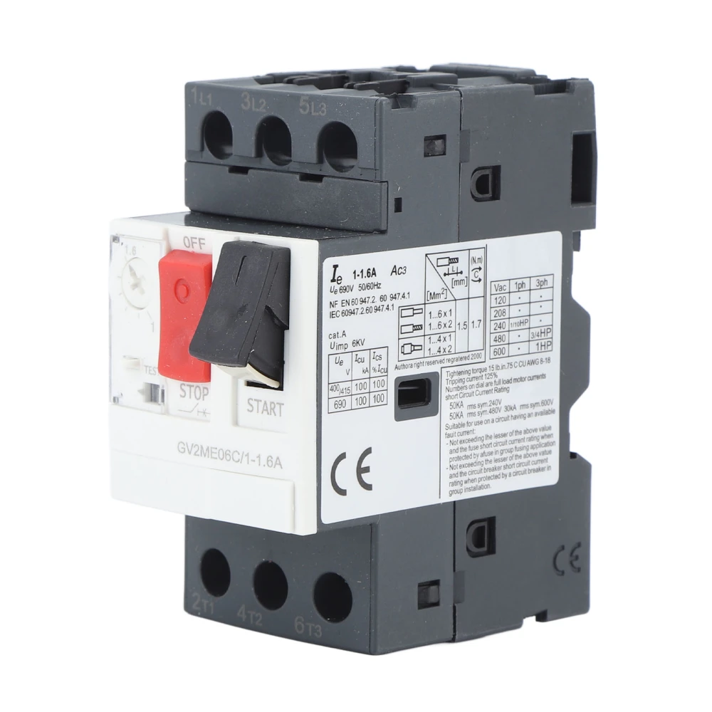 Motor Circuit Breaker Overload Short Circuit Protection Motor Starter Protection Switch AC690V GV2 ME06C 1-1.6A