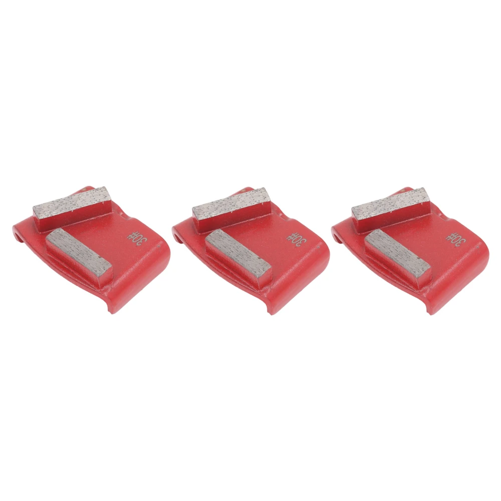 3Pcs Diamond Grinding Shoes Red Trapezoid 2 Long Teeth Grinding Tool for Concrete Floor Polishing 30 Grit