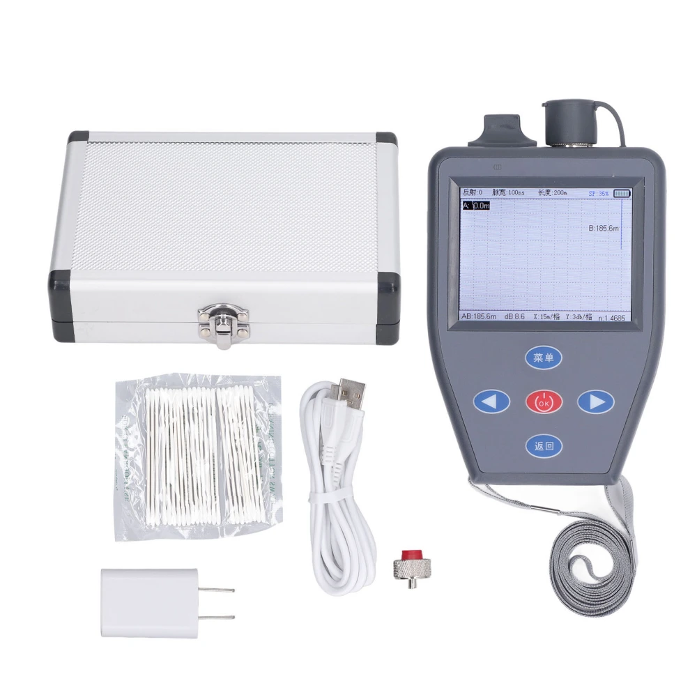 Optical Time Domain Reflectometer OTDR 4 in 1 Optic Fiber Tester Power Meter VFL US Plug 100‑240V