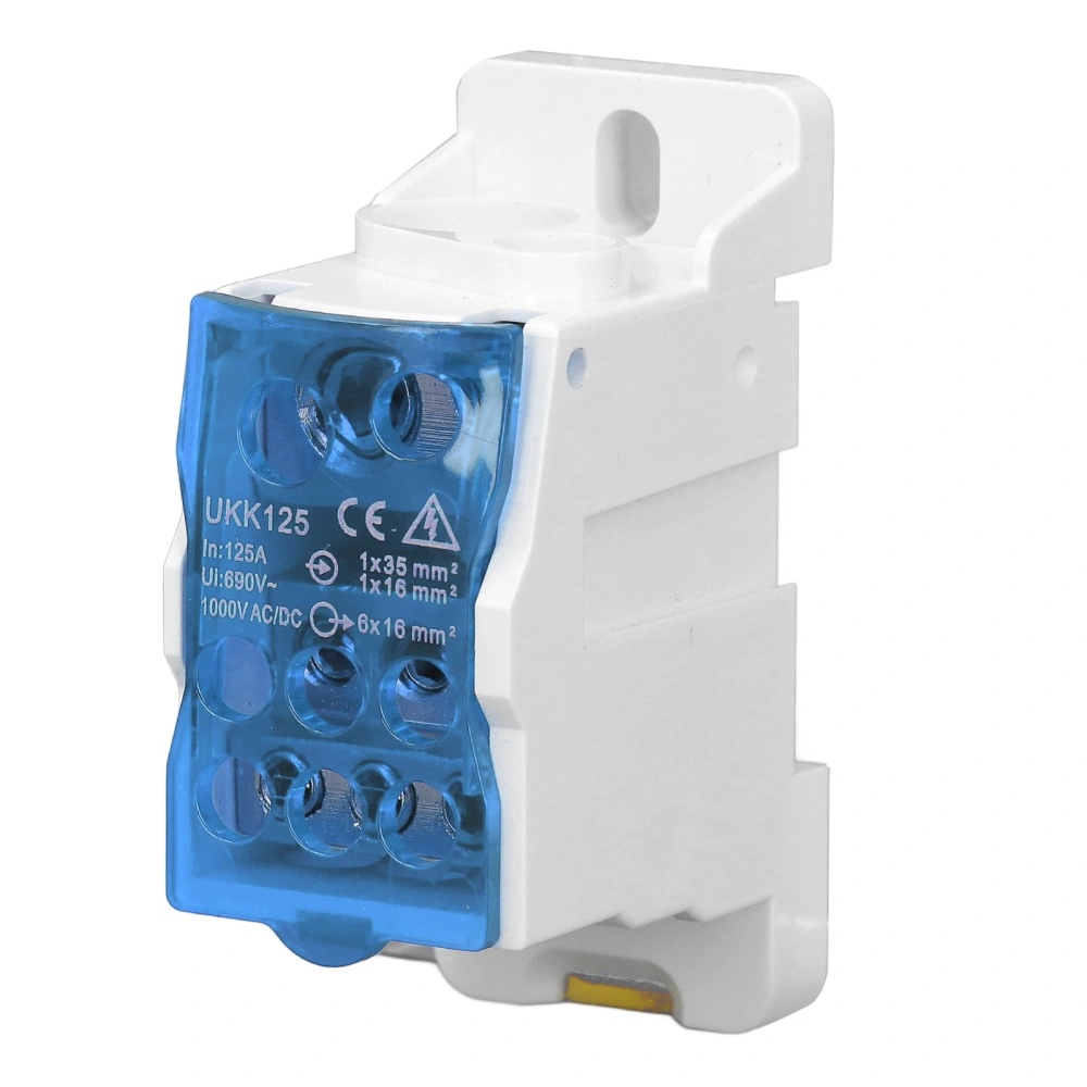 DIN Rail Distribution Box Universal Electric Terminal Block Power Wire Connector Junction Box 690V 125A Blue