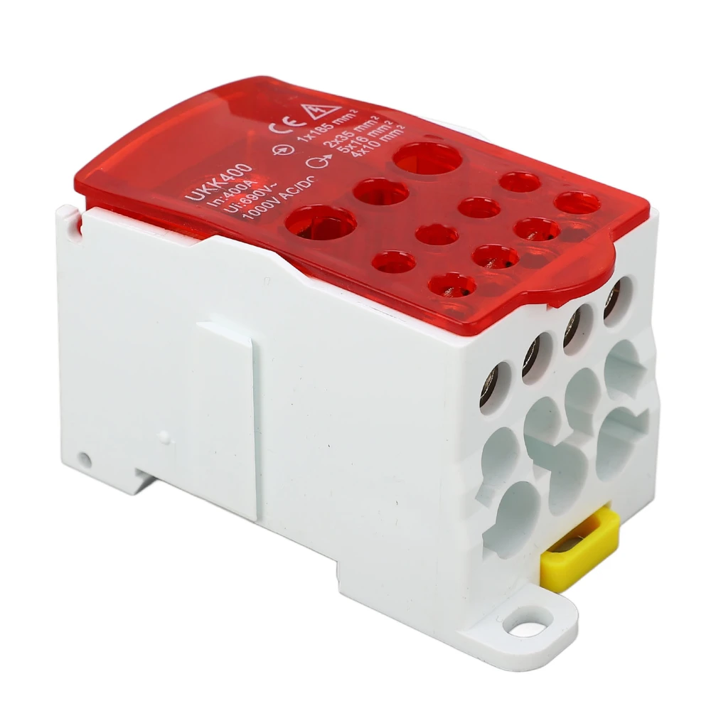 Terminal Block Junction Box DIN Rail Main Line Universal Power Distribution 690V 400A Red