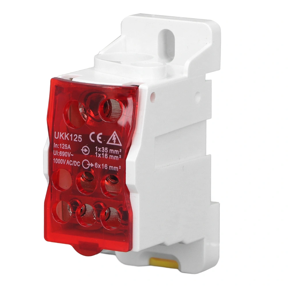 DIN Rail Distribution Box Universal Electric Terminal Block Power Wire Connector Junction Box 690V 125A Red