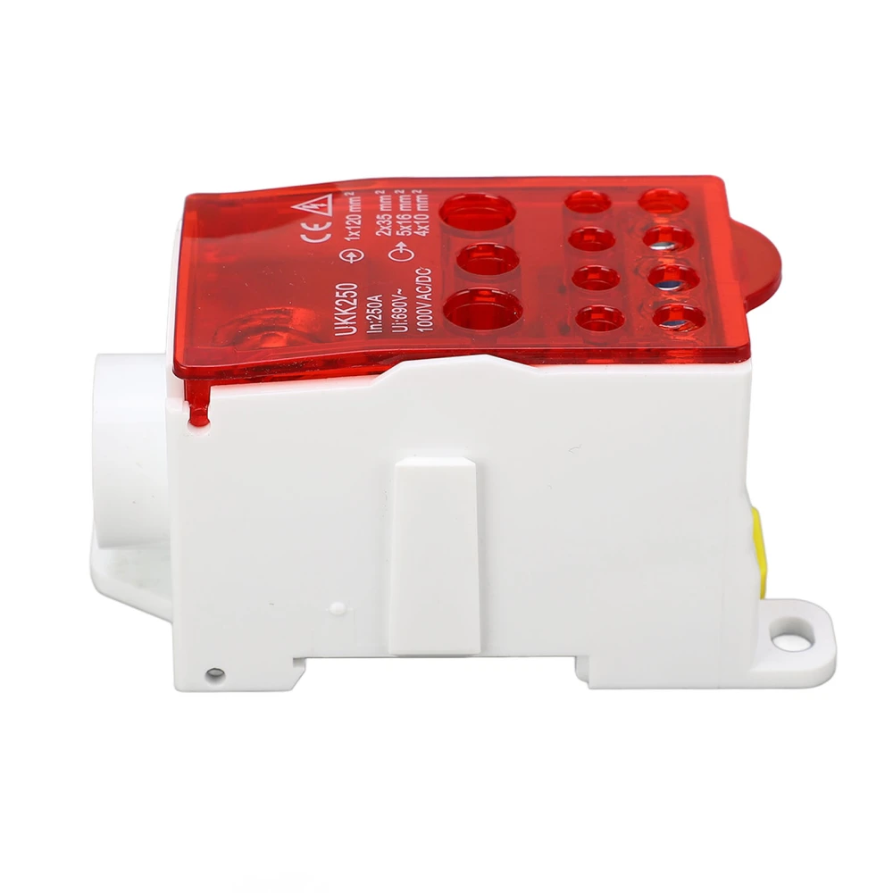 Terminal Block Junction Box Splicing Din Rail Single Pole Power Distribution Box 690V 250A Red