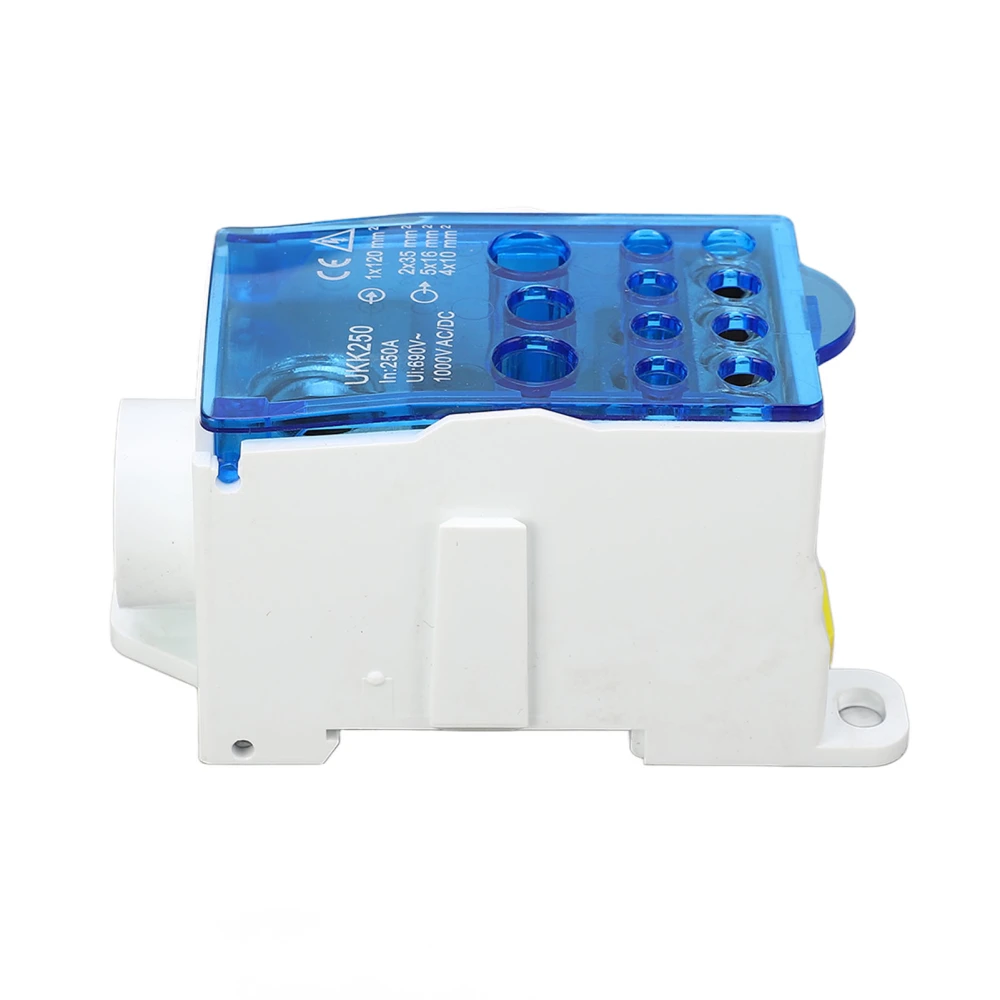 Terminal Block Junction Box Splicing Din Rail Single Pole Power Distribution Box 690V 250A Blue