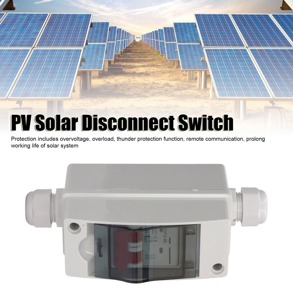 PV Solar Disconnect Switch Photovoltaic Circuit Isolator Miniature RV Breaker Box DC500V IP65 Waterproof 63A