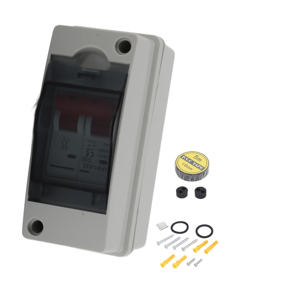 PV Solar Disconnect Switch Photovoltaic Circuit Isolator Miniature RV Breaker Box DC500V IP65 Waterproof 32A