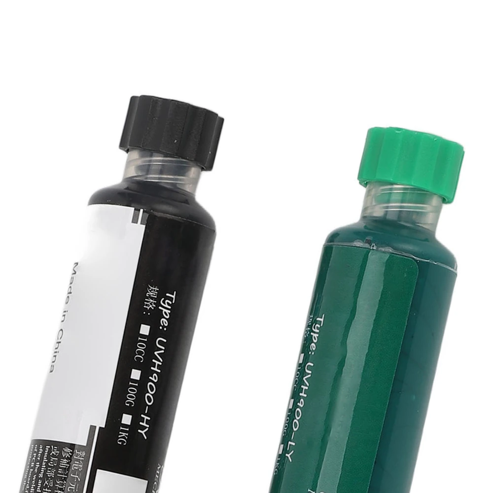 2PCS UV Light Curing Solder Mask Ink PCB BGA Soldering Resistance Repair Ink Black and Green