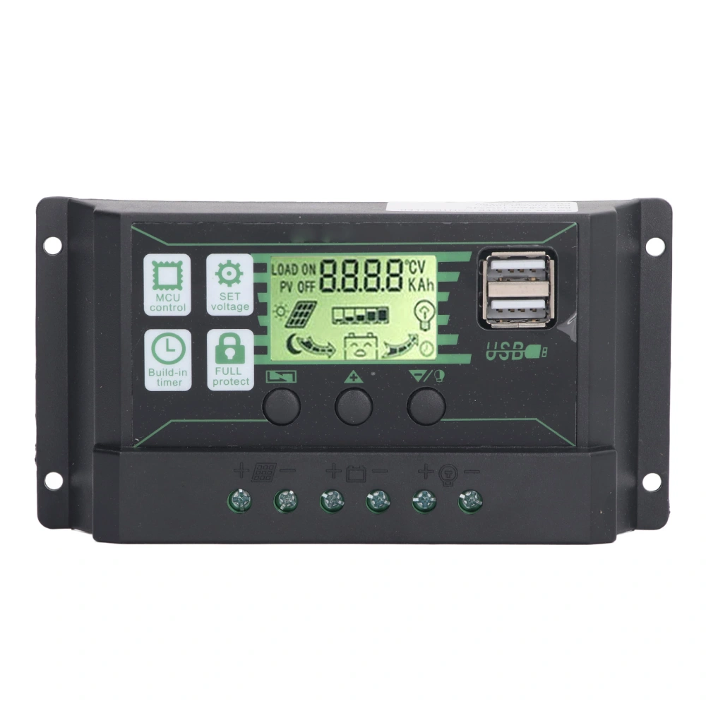 PWM Solar Charge Controller Regulator LCD Display for OPEN AGM GEL Batteries 12V 24V 100A 2 USB PV Panel Control