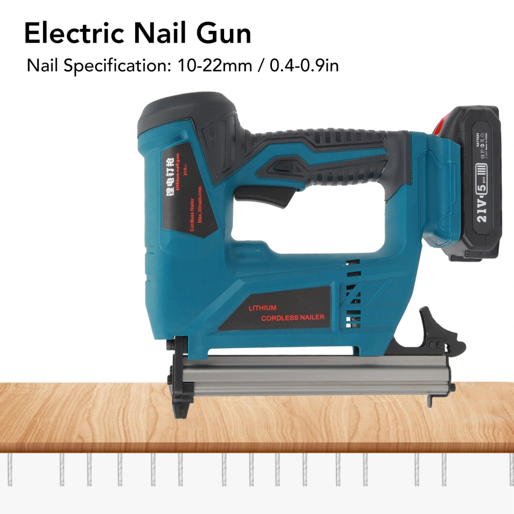 Electric Nail Gun Battery Powered Handheld Cordless Nailer for Furniture Frame Installation 100‑