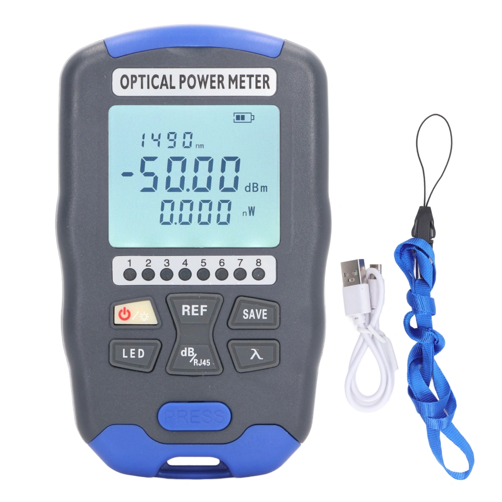 50KM Fiber Optic Power Meter Red Light Net Cable Wire Tester LED Light Optical VFL Visual Fault Locator ‑50 ‑ +26dBm Power Measuring Range