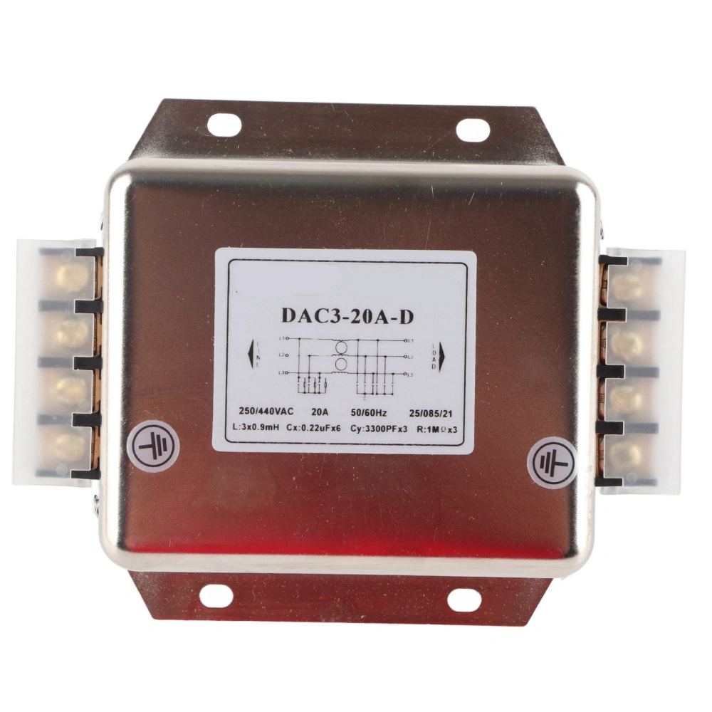 3 Phase Terminal Filter 3 Wire for Power Line Electronic Components AC250/440V 50/60Hz 20A