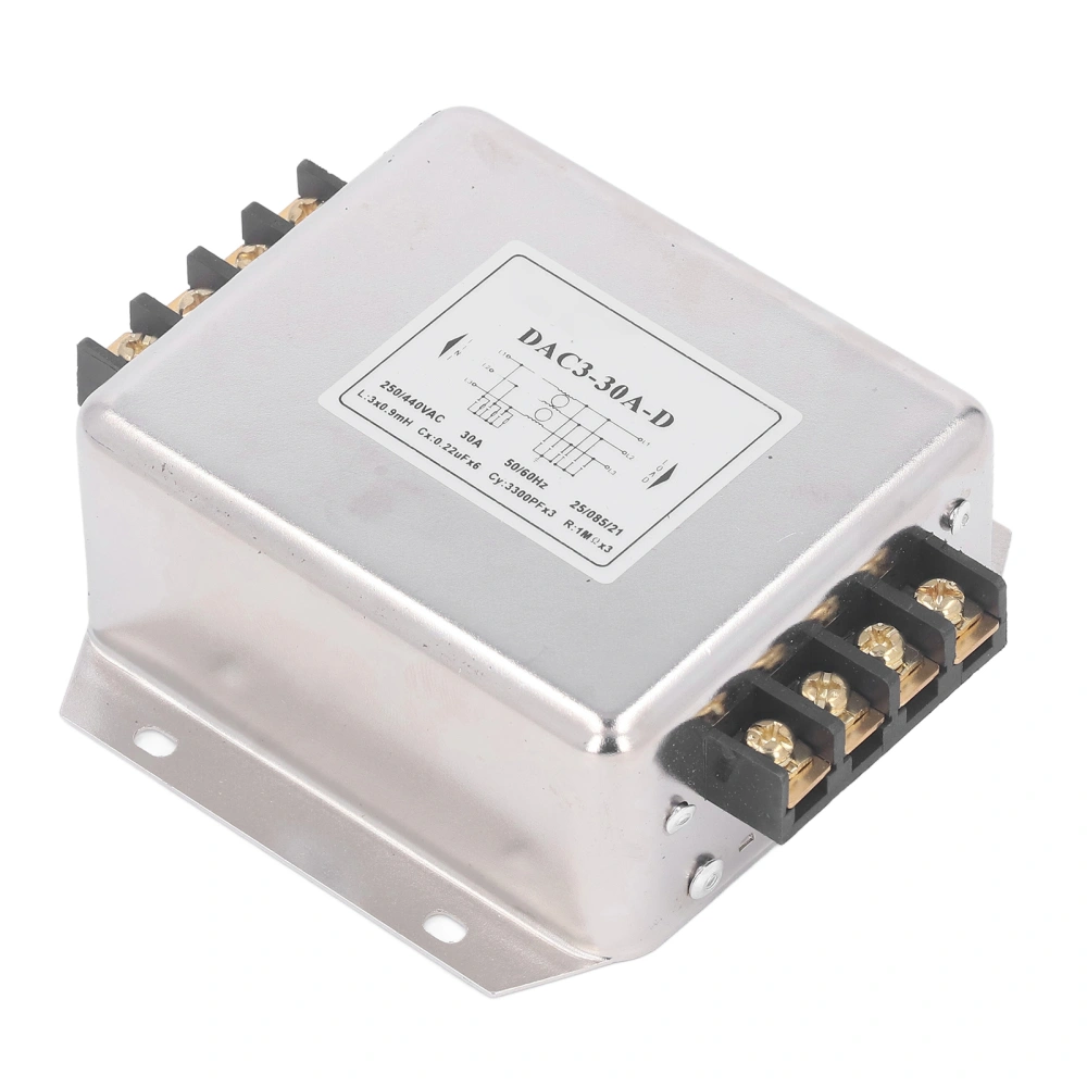 3 Phase 3 Wire Filter Terminal Block Power EMI Filter Noise Suppressor Filter AC250V 440V 50/60Hz