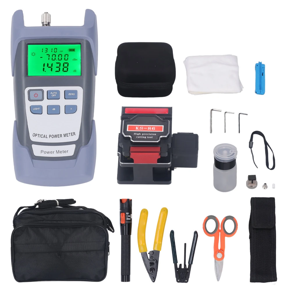 Optical Power Meter Fiber Optic Cutter Optical Cable Tester Fault Locator Stripper Tool Kit