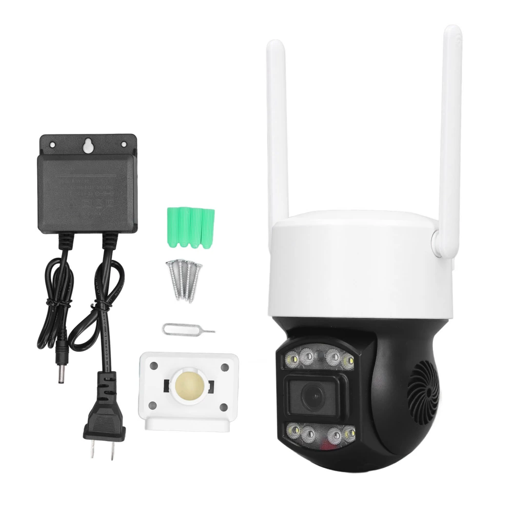 WiFi Surveillance Camera 2MP 1080P Automatic Tracking Color Night Vision 2 Way Intercom Outdoor Security Camera 110‑240V US Plug