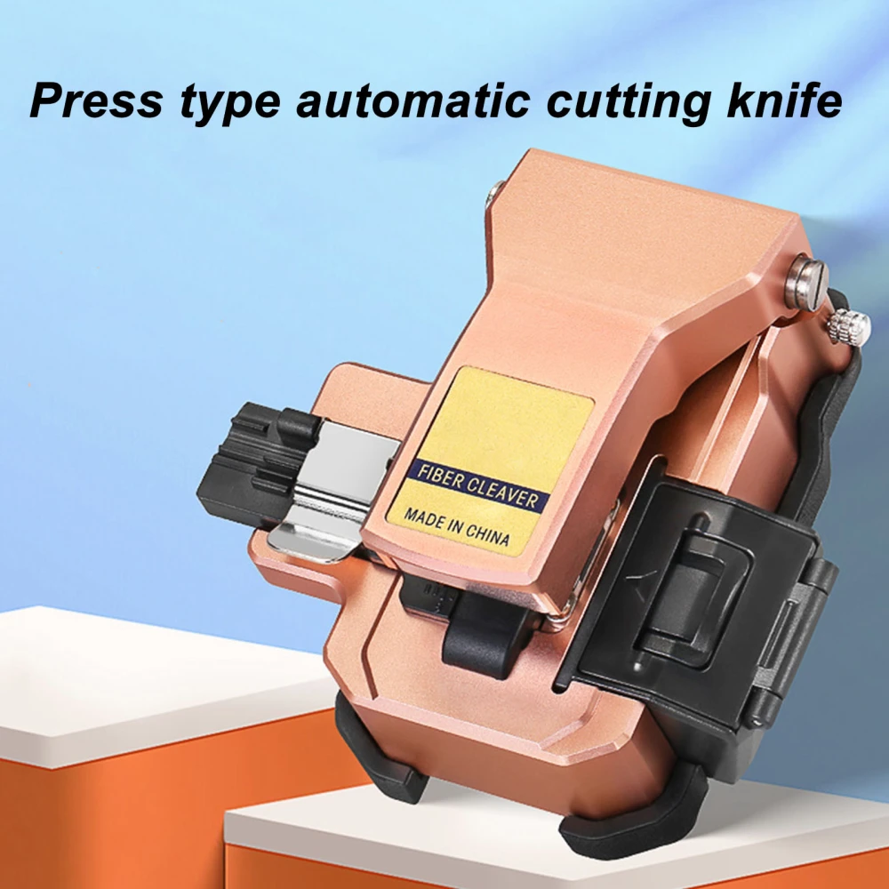 Fiber Cleaver Tool Kit FTTH Optical Cable Cutting Knife Cutter Automatic Back with Waste Box 3 in 1 Clamp Slot Rose Gold