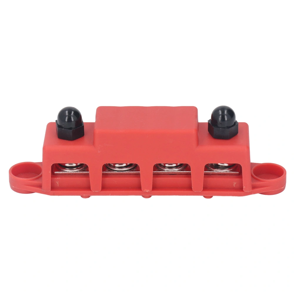 4 Position Bus Bar M10 Studs Power Distribution Block for Automobile RV Yacht 48VDC 250A Red