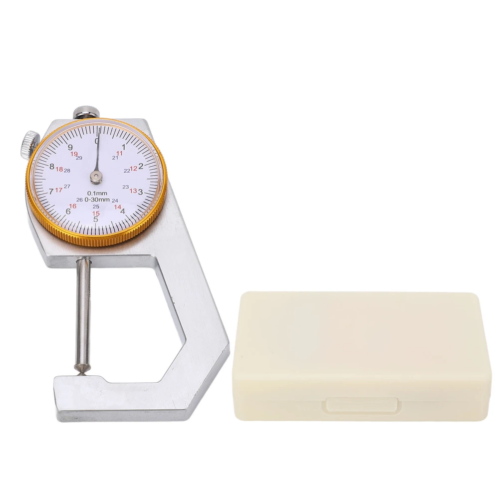 Thickness Gauge Tool Round Dial Indicator Handheld Portable Tester Caliper 0.1mm Resolution 0‑30mm Range Pointed End