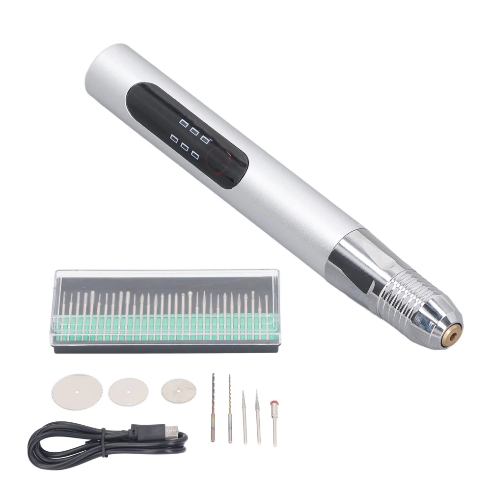 Electric Engraving Pen Speed Adjustable Overload Protection Portable Low Noise Rechargeable Nail Drill Machine