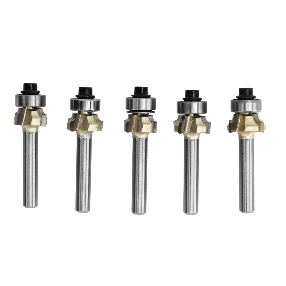 5PCS 4 Flute Router Bits Corner Round Bit Edge Forming Router Bit Woodworking Cutter 1/4in Shank