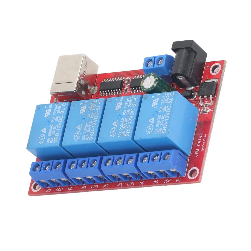 4 Channel Relay Module USB Drive Free DC Relay Board Computer Control PLC Board 3 Operating Modes 12V